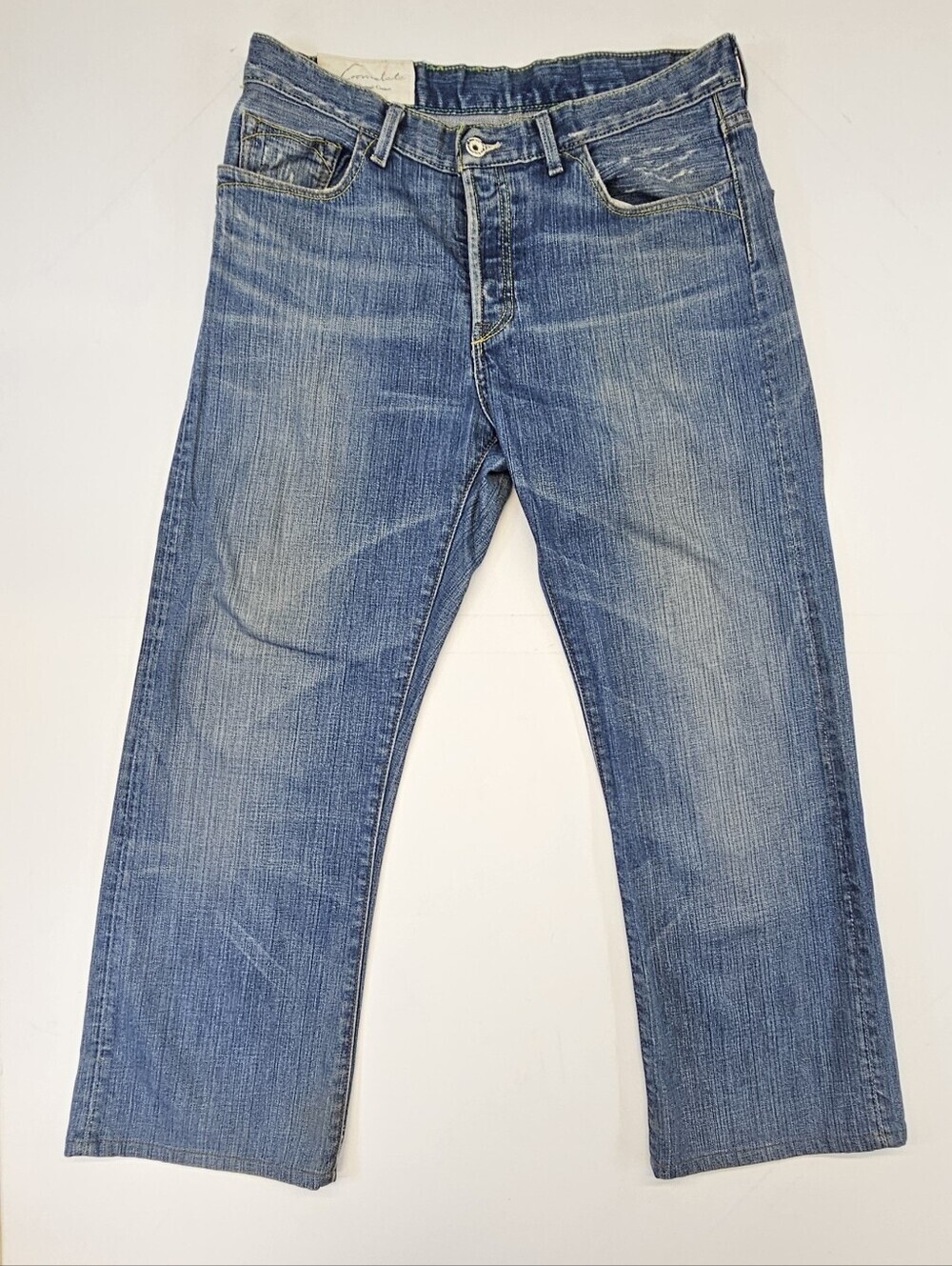Loomstate Mission Selvedge Jeans USA 34 Raw Denim Fade Distressed Whiskered